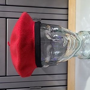 Vintage Gap Red Wool Berate Hat Made in England